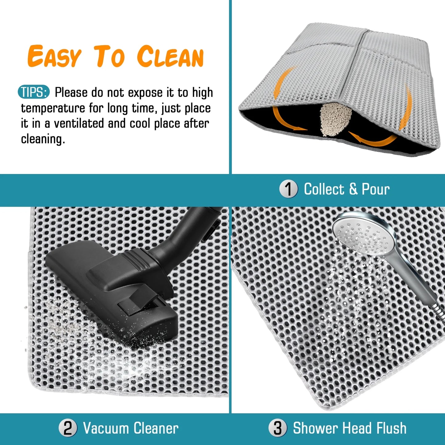 Cat Litter Mat, 36" X 24" Kitty Litter Trapping Mats, Extra Large XL Honeycomb Double Layer, Urine & Waterproof
