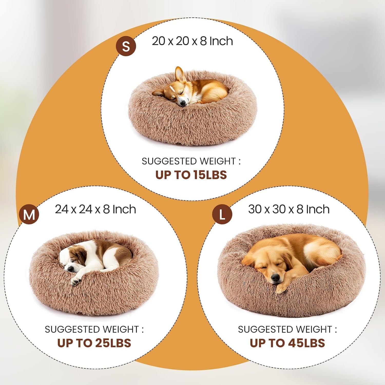 Dog & Cat Bed for Indoor Cats Calming Donut Bed Puppy Kitten Washable round Fluffy Pet for Small Medium Dogs and Cats