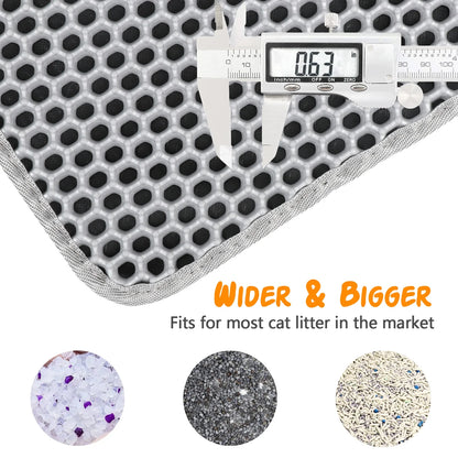 Cat Litter Mat, 36" X 24" Kitty Litter Trapping Mats, Extra Large XL Honeycomb Double Layer, Urine & Waterproof