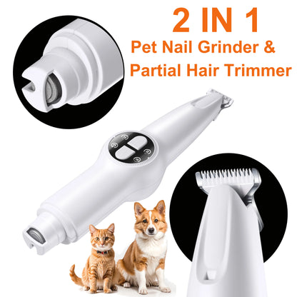 Revolutionary 2-in-1 Electric Dog Nail Grinder and Hair Trimmer - Quiet, Efficient Grooming Tool for Happy Pets