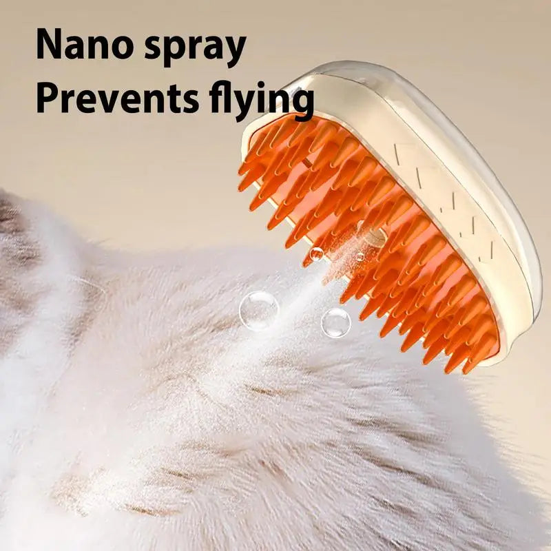 Revolutionary Steamy Cat Brush - Rechargeable Shedding & Massage Tool for Dogs and Cats