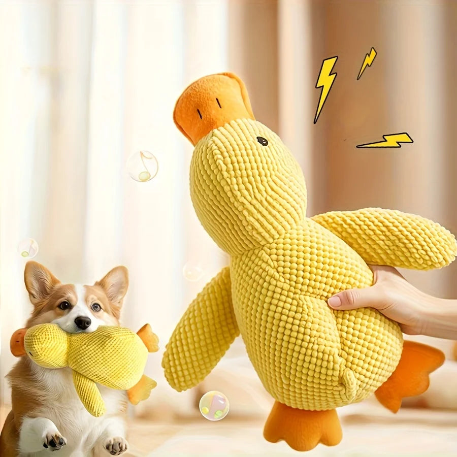 Plush Squeaky Duck Dog Toy - Durable & Soft Chew Toy for Medium to Small Breeds with Interactive Sound Effects for Fun Play & Training