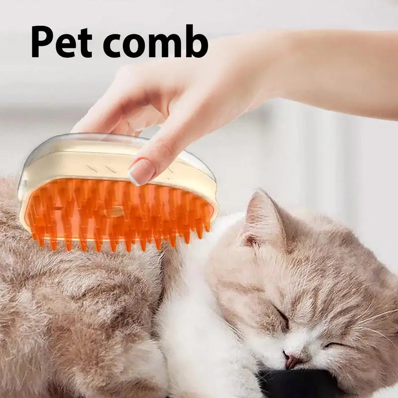 Revolutionary Steamy Cat Brush - Rechargeable Shedding & Massage Tool for Dogs and Cats