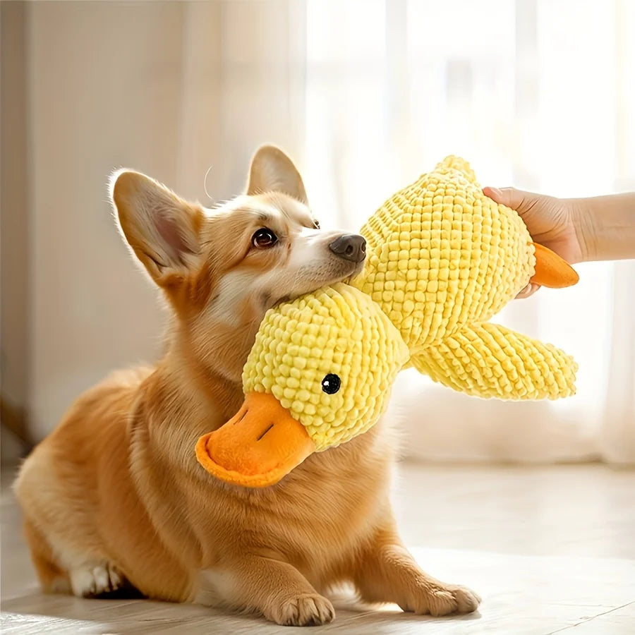 Plush Squeaky Duck Dog Toy - Durable & Soft Chew Toy for Medium to Small Breeds with Interactive Sound Effects for Fun Play & Training