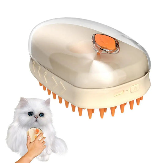 Revolutionary Steamy Cat Brush - Rechargeable Shedding & Massage Tool for Dogs and Cats
