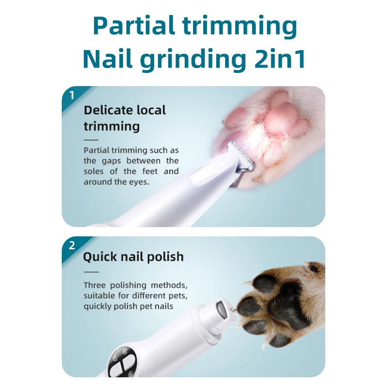 Revolutionary 2-in-1 Electric Dog Nail Grinder and Hair Trimmer - Quiet, Efficient Grooming Tool for Happy Pets