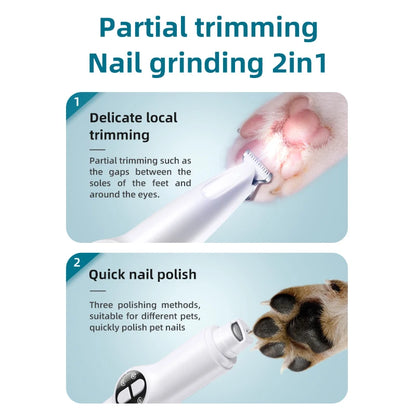 Revolutionary 2-in-1 Electric Dog Nail Grinder and Hair Trimmer - Quiet, Efficient Grooming Tool for Happy Pets
