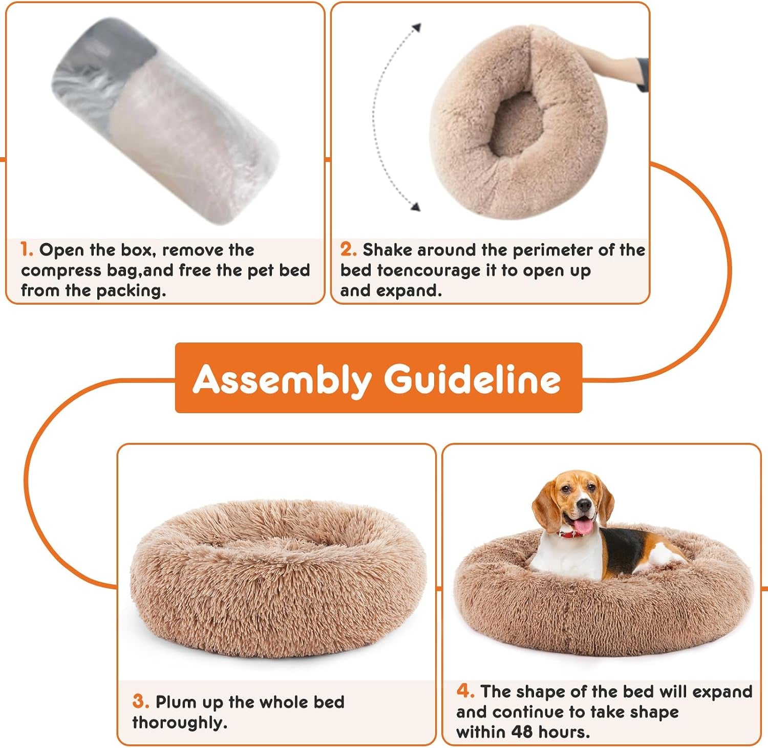 Dog & Cat Bed for Indoor Cats Calming Donut Bed Puppy Kitten Washable round Fluffy Pet for Small Medium Dogs and Cats