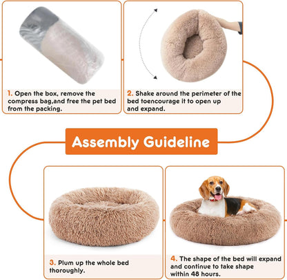 Dog & Cat Bed for Indoor Cats Calming Donut Bed Puppy Kitten Washable round Fluffy Pet for Small Medium Dogs and Cats