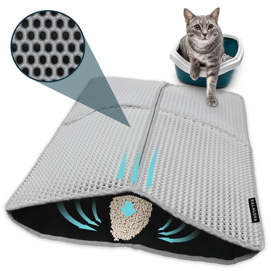 Cat Litter Mat, 36" X 24" Kitty Litter Trapping Mats, Extra Large XL Honeycomb Double Layer, Urine & Waterproof