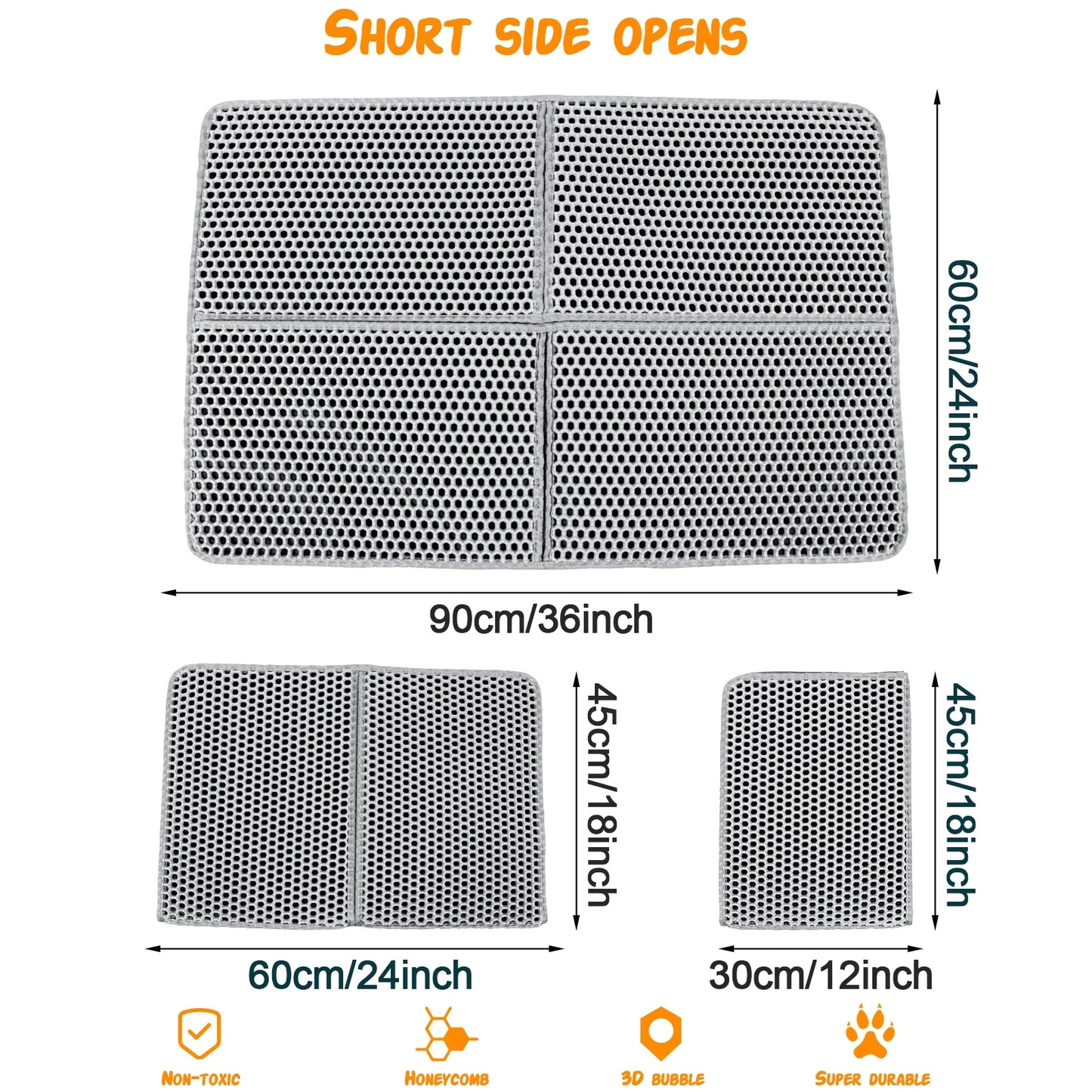 Cat Litter Mat, 36" X 24" Kitty Litter Trapping Mats, Extra Large XL Honeycomb Double Layer, Urine & Waterproof