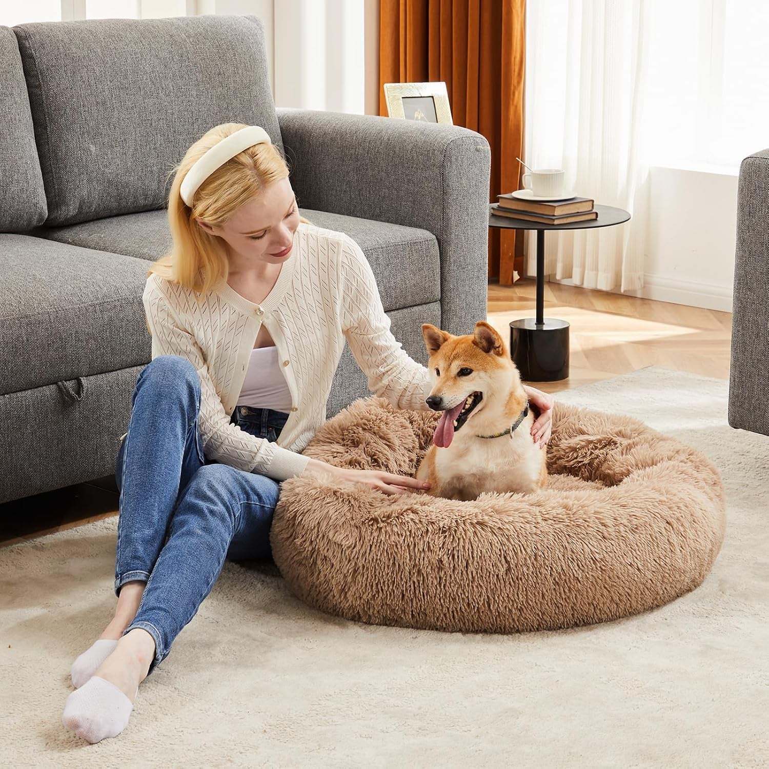 Dog & Cat Bed for Indoor Cats Calming Donut Bed Puppy Kitten Washable round Fluffy Pet for Small Medium Dogs and Cats