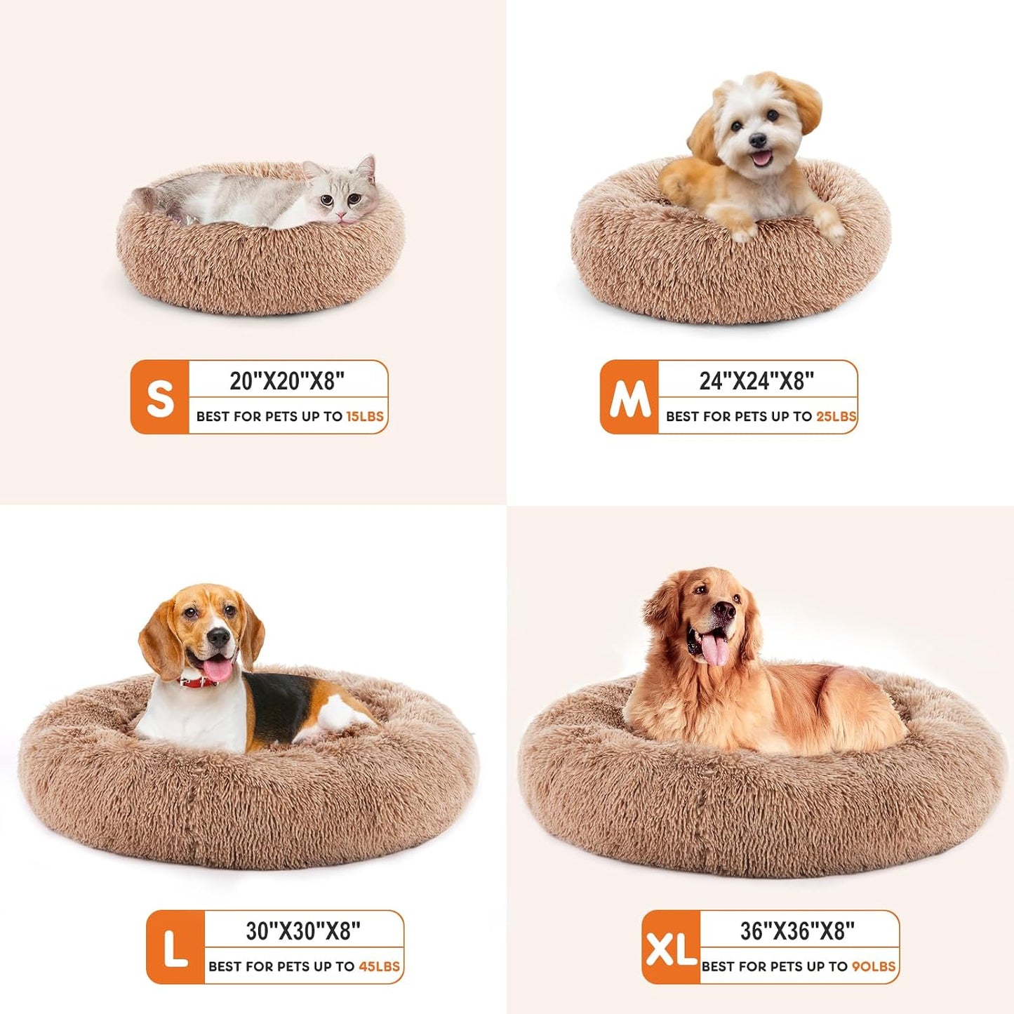 Dog & Cat Bed for Indoor Cats Calming Donut Bed Puppy Kitten Washable round Fluffy Pet for Small Medium Dogs and Cats